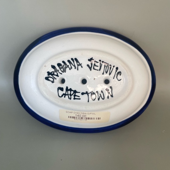 Dragana Jevtovic Ceramic Soap Dish Blue White Guinea Fowl South Africa Cape Town